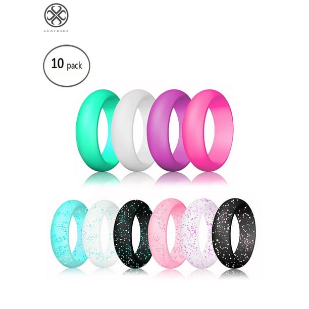 5.5mm Pack of 6 Rubber lady Silicone Wedding Rings Athletic Fitness Bands